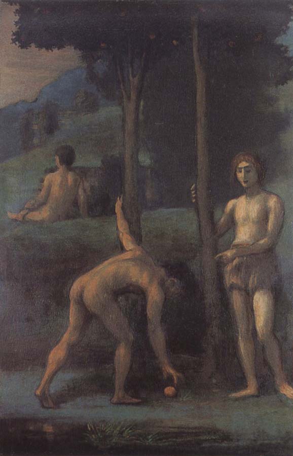 Three Youths in an Orange Grove